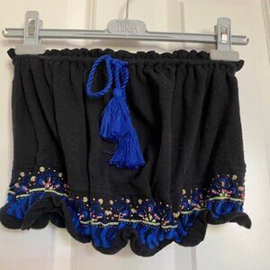 Free People No More Tiers Strapless Tube Top Cropped Black Embroidered Size XS